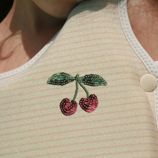 Cherry Stripe Neoprene Swim Float Vest (Rose Stripe)