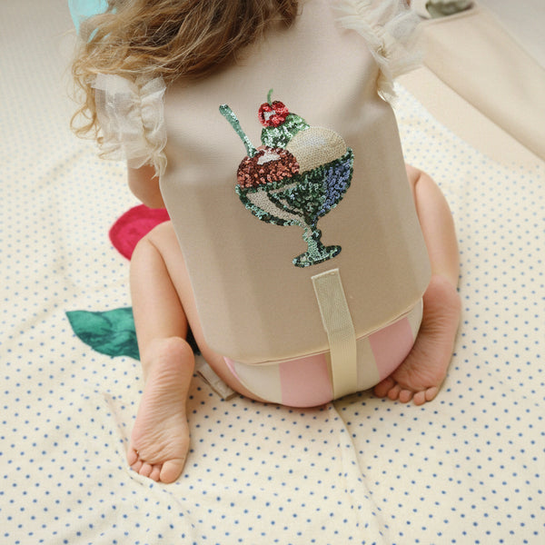 Pomia Gelato Stripe Cross-Back Swimsuit (Candy Rose Stripe)