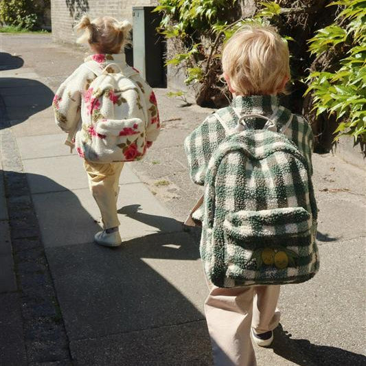 Jody Lemon Motif Check Teddy Borg Fleece Jacket (Green Check)