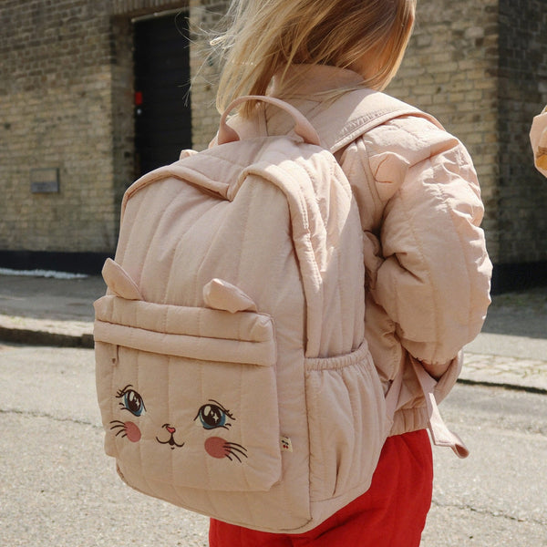 Juno Kitty Print Quilted Bomber Jacket (Cameo Rose)