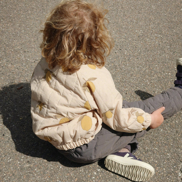 Juno Lemon Print Quilted Bomber Jacket (Mon Grand Citron)