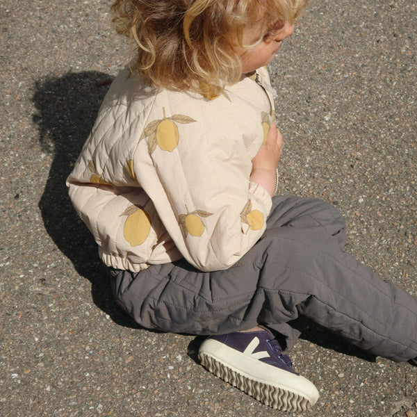 Juno Lemon Print Quilted Bomber Jacket (Mon Grand Citron)