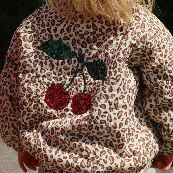 Juno Cherry Sequin Quilted Bomber Jacket (Leo)