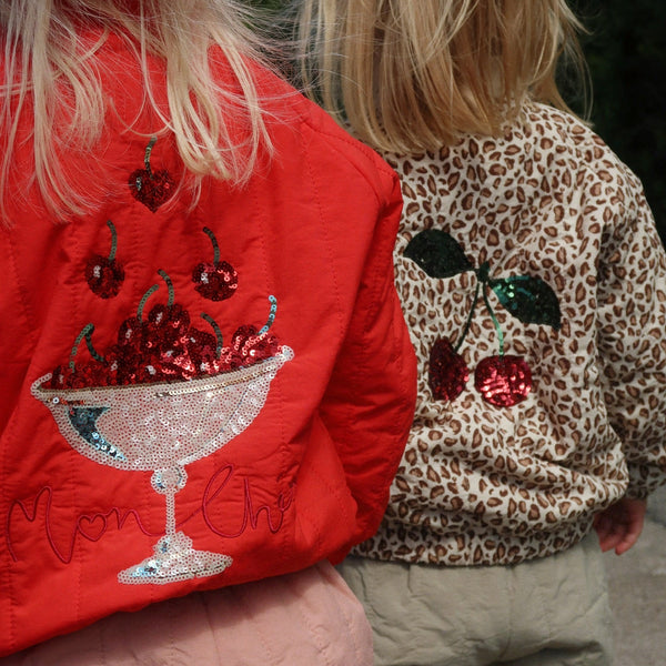 Juno Cherry Sequin Quilted Bomber Jacket (Leo)