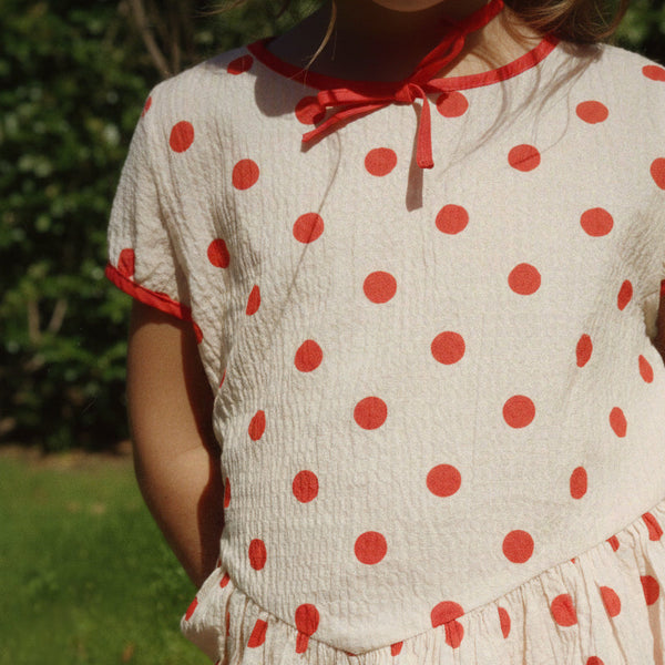 Vivo Polkadot A-Line Cotton Summer Dress (Red Dot)