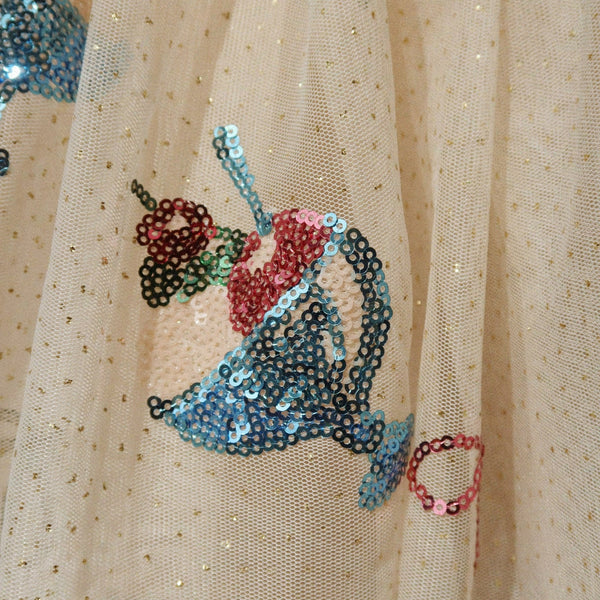 Yvonne Sequin Gelato Print Tulle Party Dress