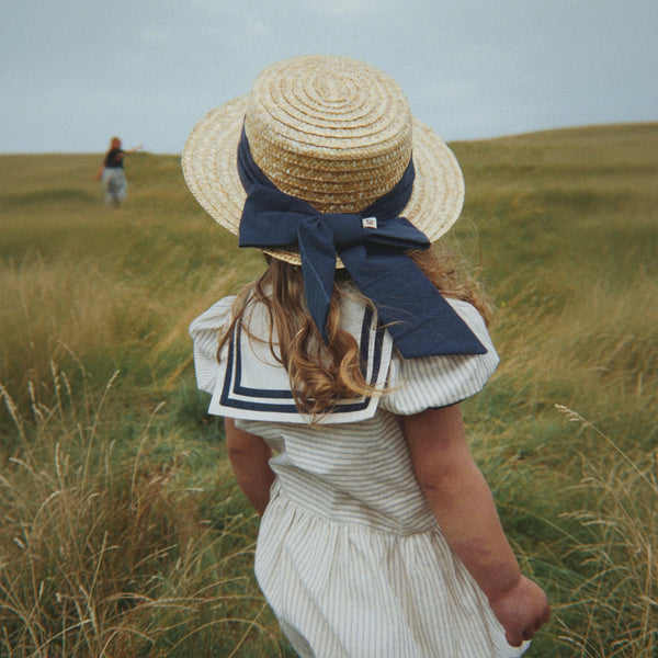 Allie Sailor Cotton Dress (Blue Stripe)