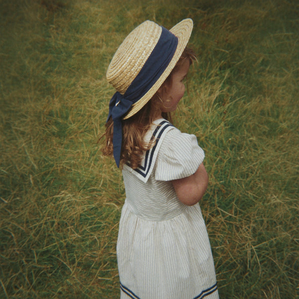 Allie Sailor Cotton Dress (Blue Stripe)