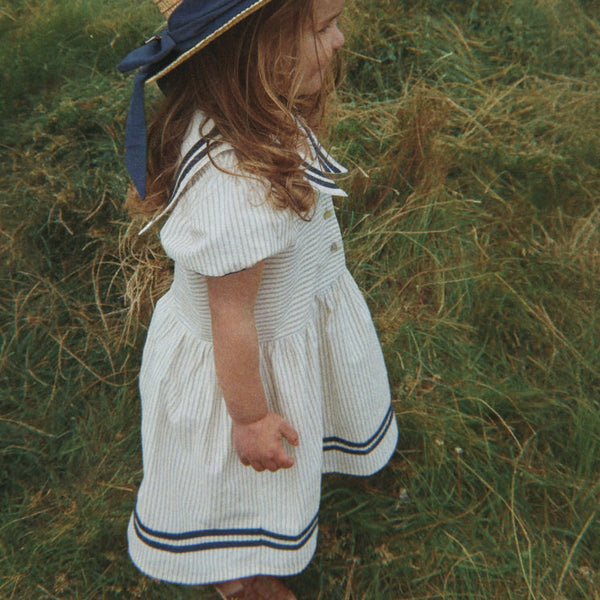 Allie Sailor Cotton Dress (Blue Stripe)