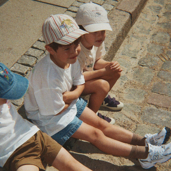 Frankie Striped Lemon Print Cap (Stripe Winds)