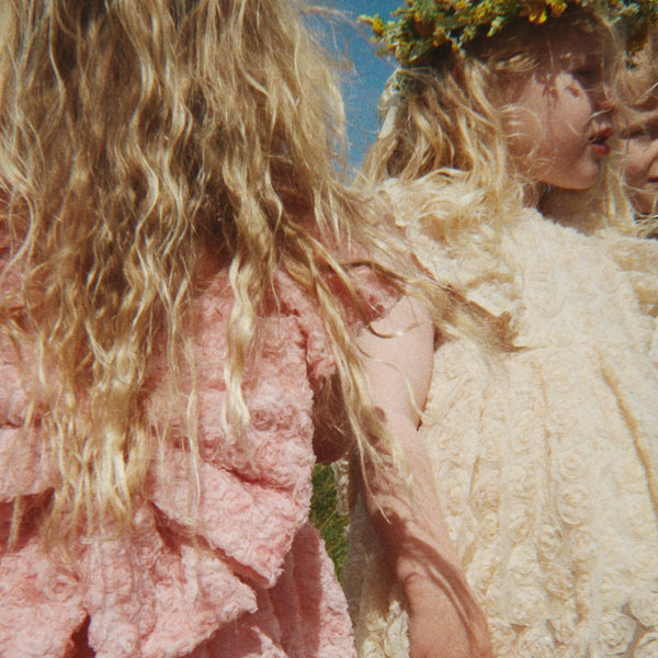 Ally Floral Applique Bow Back Summer Dress (Sandshell)