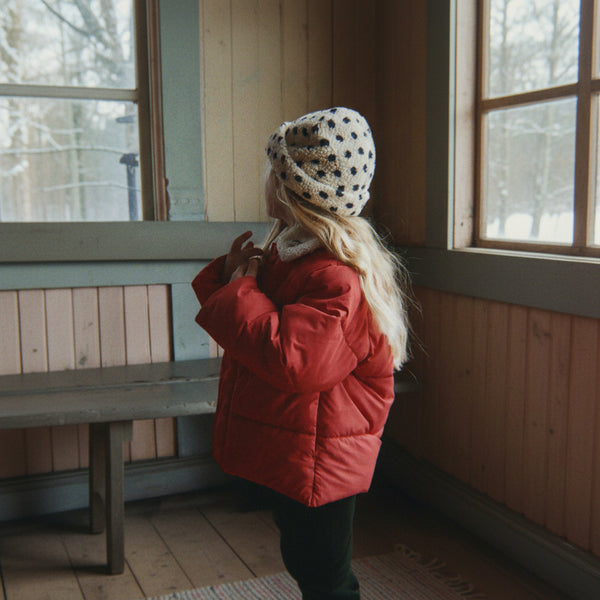 Jody Polka Dot Teddy Borg Fleece Beanie Hat (Dot Lumiere)