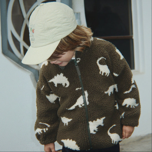 Jody Dino Print Teddy Borg Fleece Jacket (Dino Silhouette)