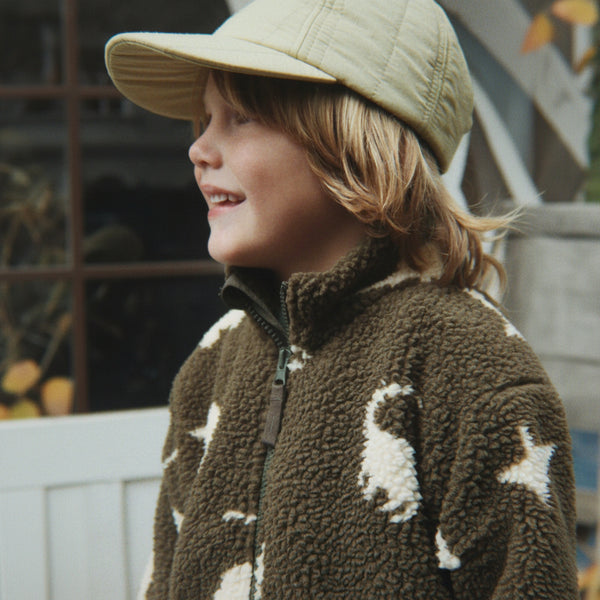 Jody Dino Print Teddy Borg Fleece Jacket (Dino Silhouette)