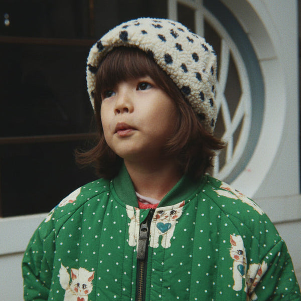 Jody Polka Dot Teddy Borg Fleece Beanie Hat (Dot Lumiere)
