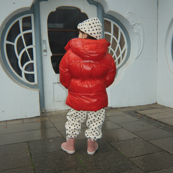 Jody Polka Dot Teddy Borg Fleece Beanie Hat (Dot Lumiere)