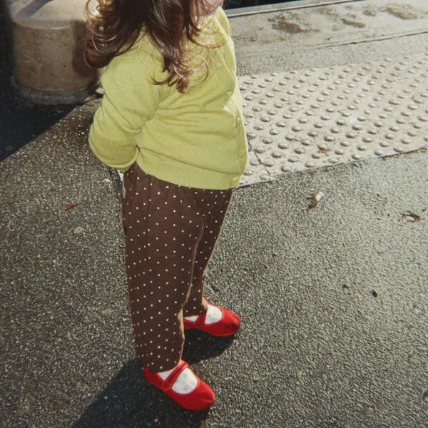 Alfe Cocoa Dot Straight Leg Cotton Trousers