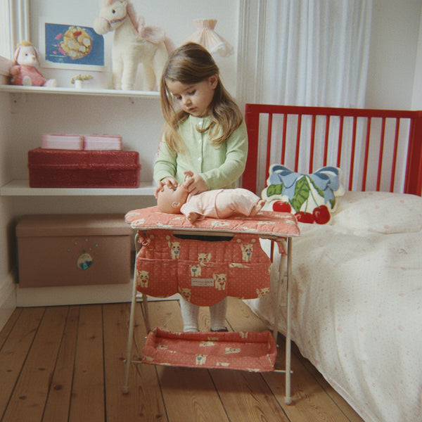 Cattie the Doll with Quilted Doll Carrier Basket (Ciao Miao Rose)