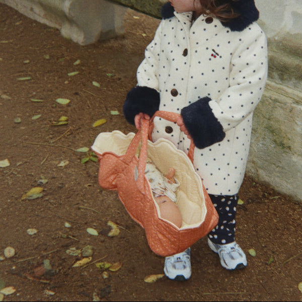 Rose Polka Dot Quilted Doll Carrier Basket