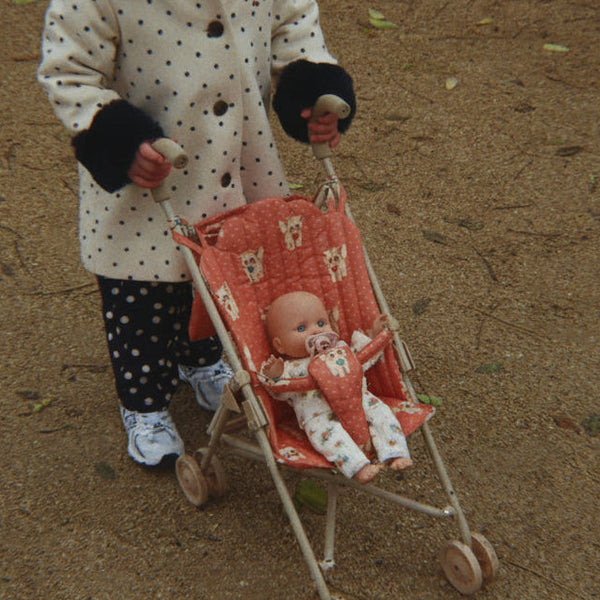 Kitty Print Cotton Quilted Dolls Stroller (Ciao Miao Rose)