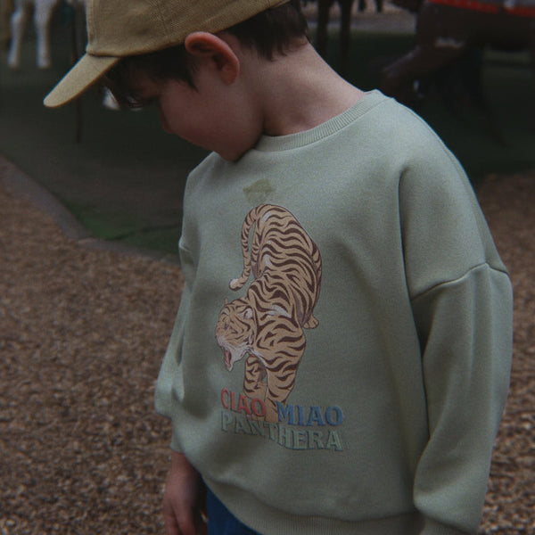 Lou Cotton Tiger Print Sweatshirt (Sage)