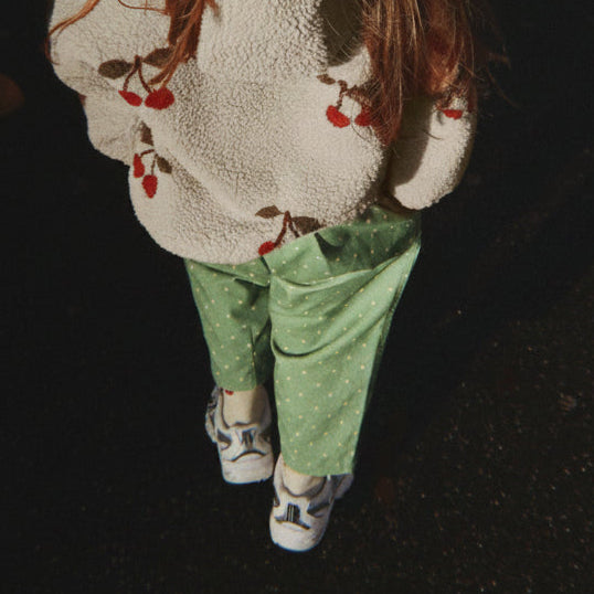 Nola Polkadot Straight Leg Cotton Trousers (Dot Pistacchi)