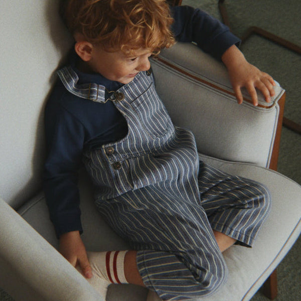 Magot Striped Cotton Dungarees (Tricolore Bleu)