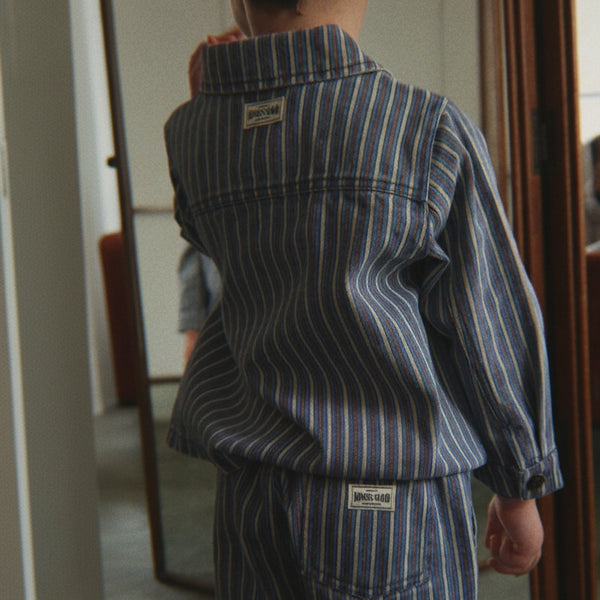 Magot Striped Cotton Shirt Jacket (Tricolore Bleu)