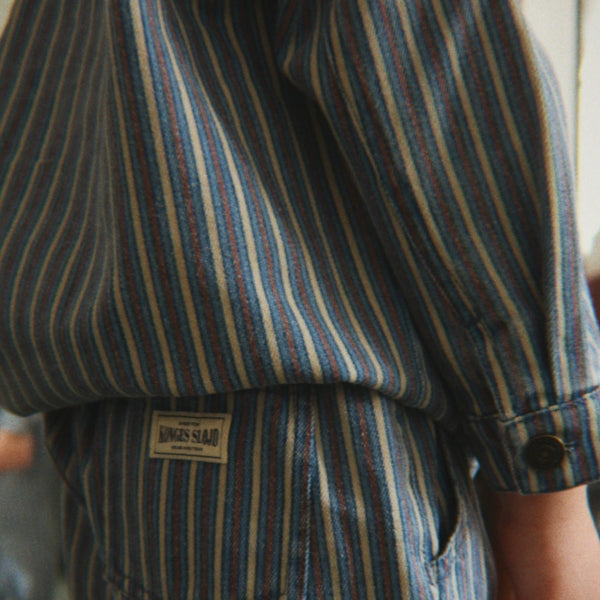 Magot Striped Cotton Shirt Jacket (Tricolore Bleu)