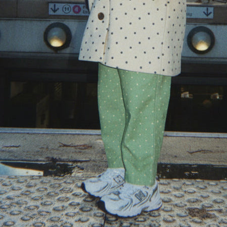 Nola Polkadot Straight Leg Cotton Trousers (Dot Pistacchi)