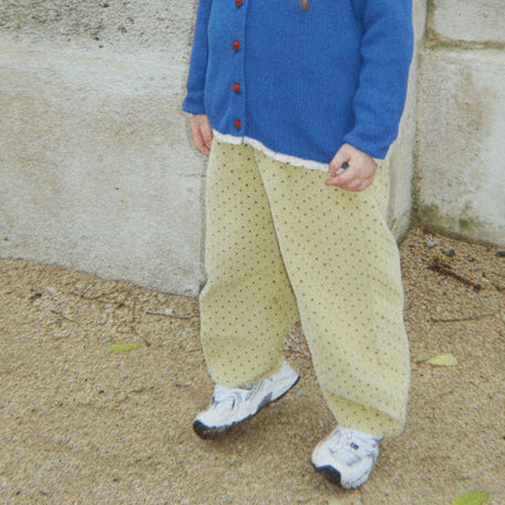 Marlo Polkadot Straight Leg Corduroy Cotton Trousers (Dot Leek)
