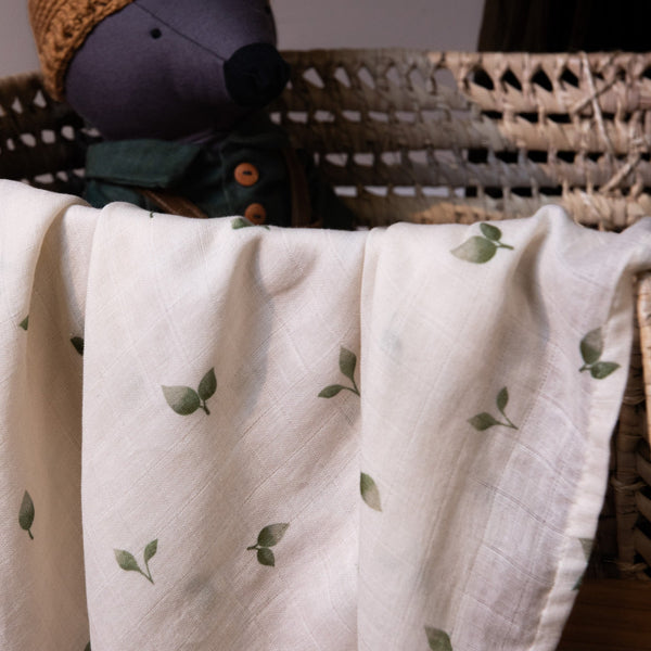 Allotment Print Organic Cotton Muslin Swaddle Blanket