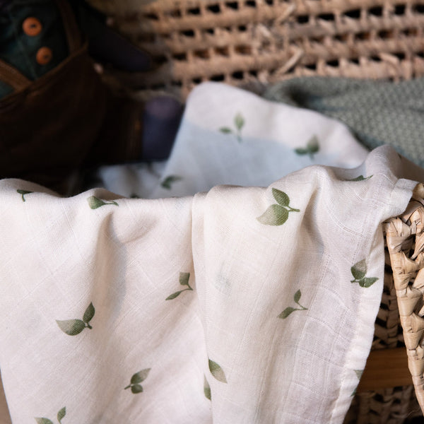 Allotment Print Organic Cotton Muslin Swaddle Blanket