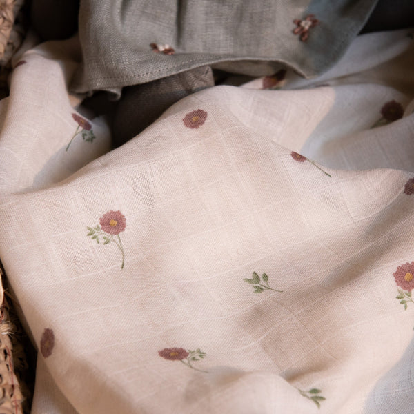 Meadow Print Organic Cotton Muslin Swaddle Blanket
