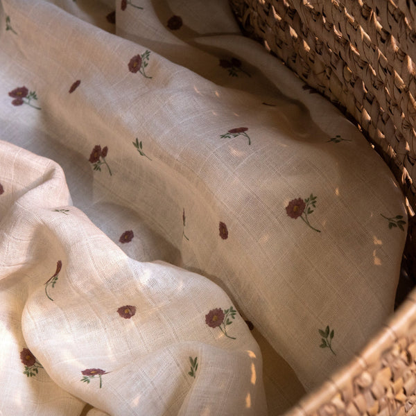 Meadow Print Organic Cotton Muslin Swaddle Blanket