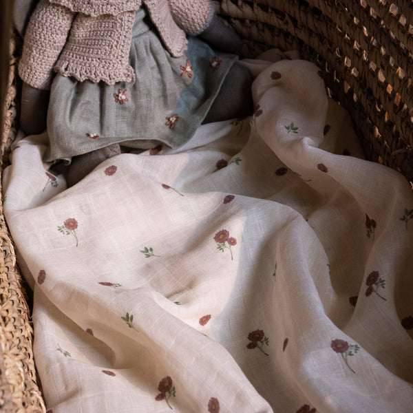 Meadow Print Organic Cotton Muslin Swaddle Blanket