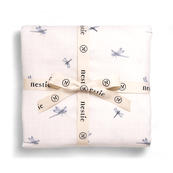 Waterside Print Organic Cotton Muslin Swaddle Blanket