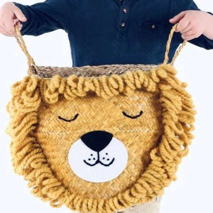 Yellow Lion Handwoven Storage Basket (Large)