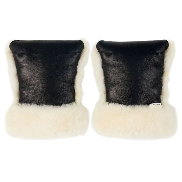 Coated Sheepskin Buggy Mittens (Noir/Milk)