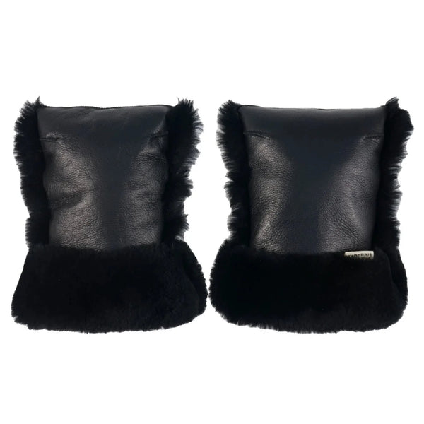 Coated Sheepskin Buggy Mittens (Noir)