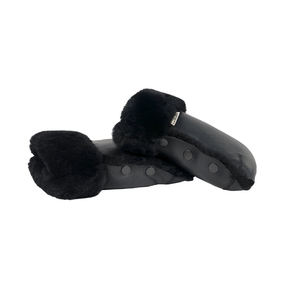 Coated Sheepskin Buggy Mittens (Noir)