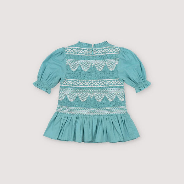 Tinos Embroidered Cotton Blouse (Milky Blue)