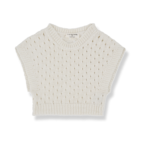 Siena Cotton Linen Knit Baby Vest (Off-White)
