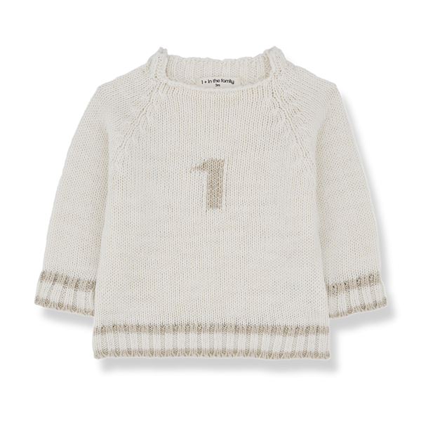 Didac 'Number One' Cotton Linen Knit Jumper (Off-White)