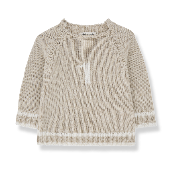 Didac 'Number One' Cotton Linen Knit Jumper (Beige)