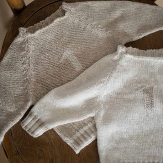 Didac 'Number One' Cotton Linen Knit Jumper (Beige)