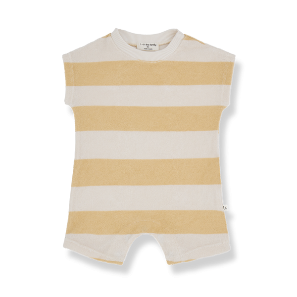 Marco Stripe Terry Baby Romper (Peach Terry)