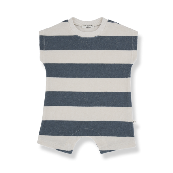 Marco Stripe Terry Baby Romper (Petroleum Terry)