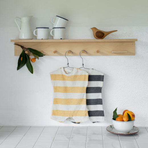 Marco Stripe Terry Baby Romper (Petroleum Terry)