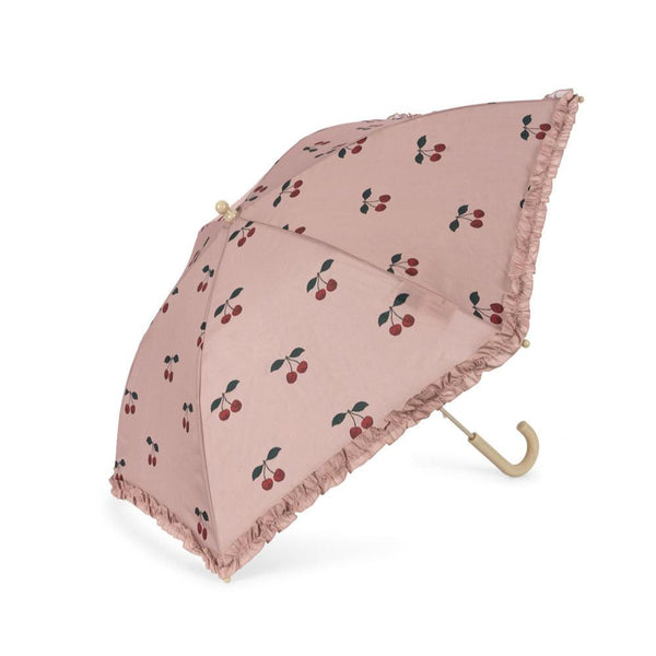 Cherry Print Frilled Umbrella with Handle